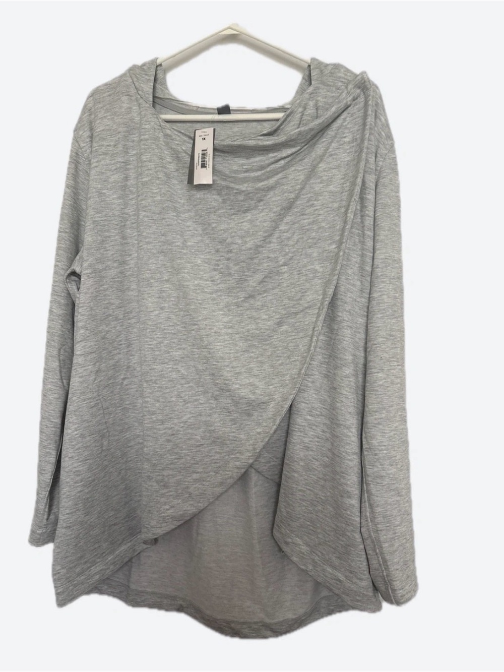 Joe Fresh Heather Gray Draped Wrap-Front Long Sleeve Top